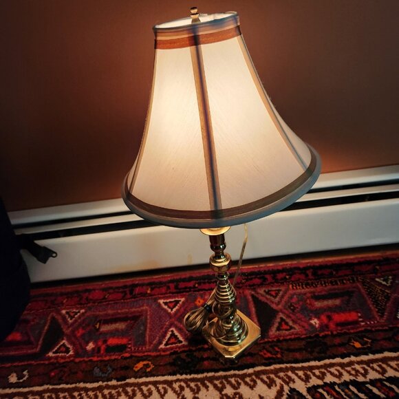 Baldwin Solid Brass Table Lamp Classic Traditional Colonial Candlestick Light 21 - Picture 4 of 10